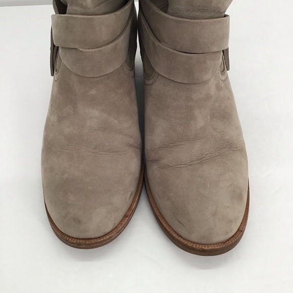 UGG Women’s Elora Suede Leather Ankle Block Heel Bootie Taupe Size 7 - Picture 4 of 10